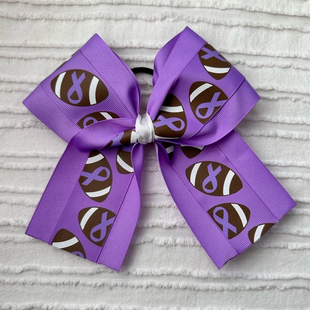 Purple and Brown Football Kids Hair Bow